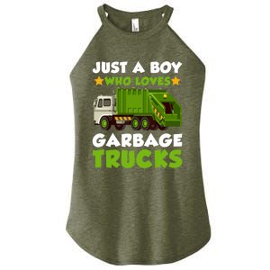 Just A Boy Who Loves Garbage Trucks Lover Trucker Women's Perfect Tri Rocker Tank