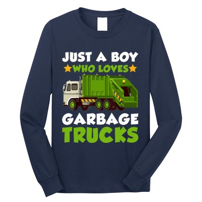 Just A Boy Who Loves Garbage Trucks Lover Trucker Long Sleeve Shirt