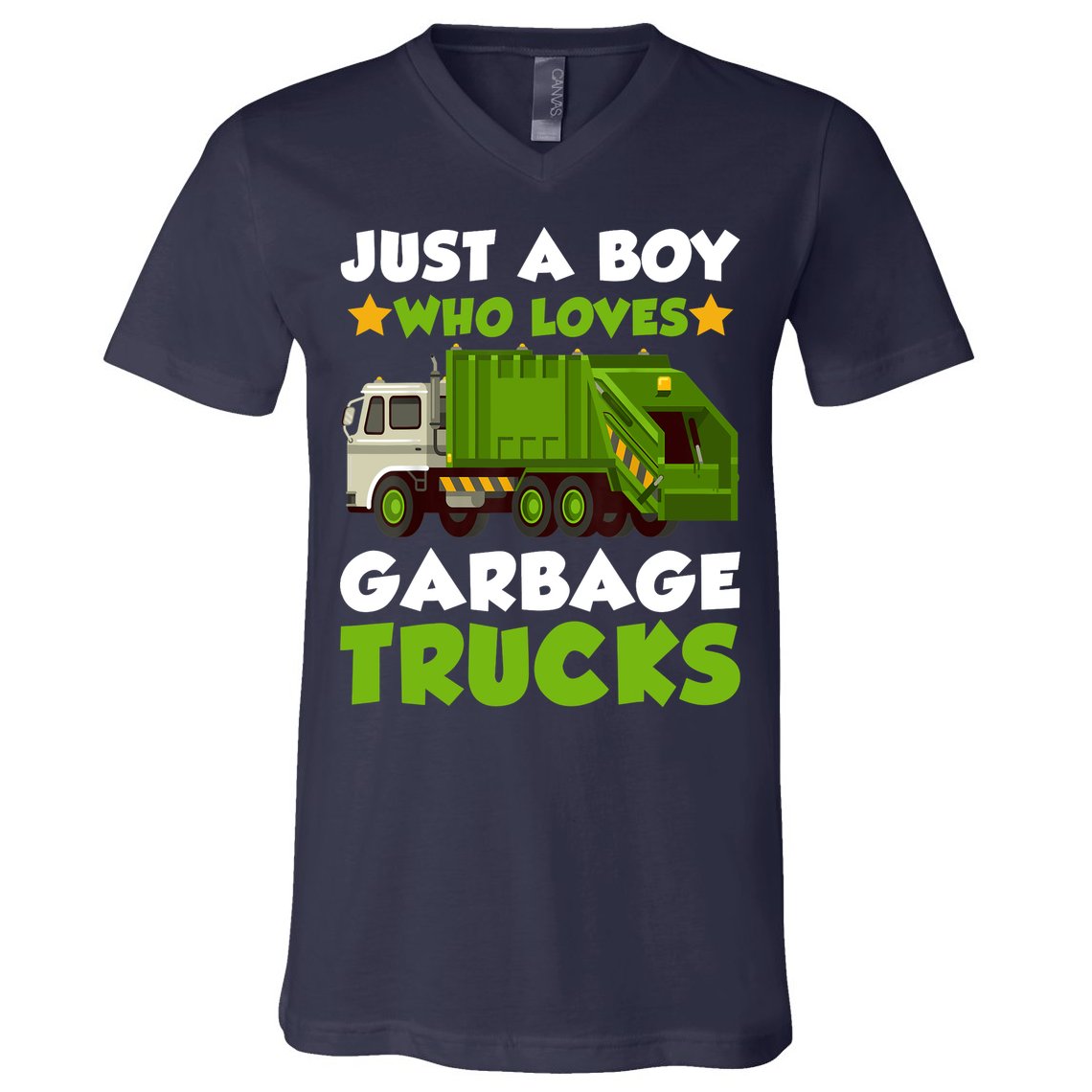 Just A Boy Who Loves Garbage Trucks Lover Trucker V-Neck T-Shirt
