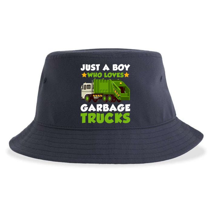 Just A Boy Who Loves Garbage Trucks Lover Trucker Sustainable Bucket Hat
