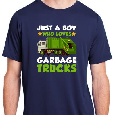 Just A Boy Who Loves Garbage Trucks Lover Trucker Adult ChromaSoft Performance T-Shirt