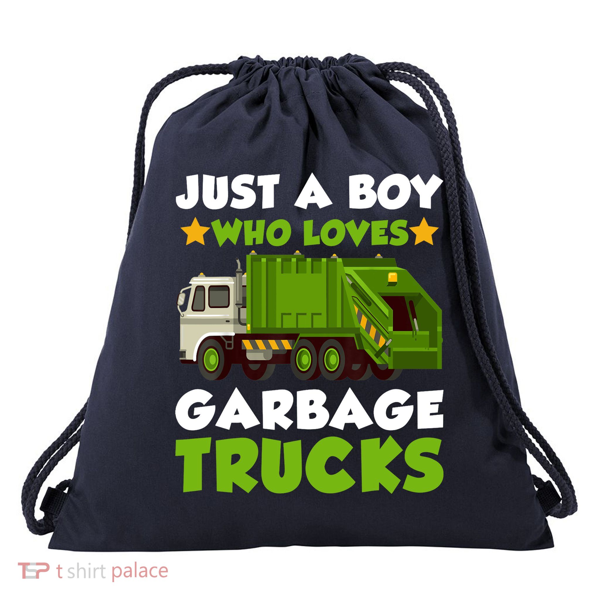 Just A Boy Who Loves Garbage Trucks Lover Trucker Drawstring Bag