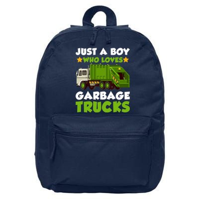 Just A Boy Who Loves Garbage Trucks Lover Trucker 16 in Basic Backpack