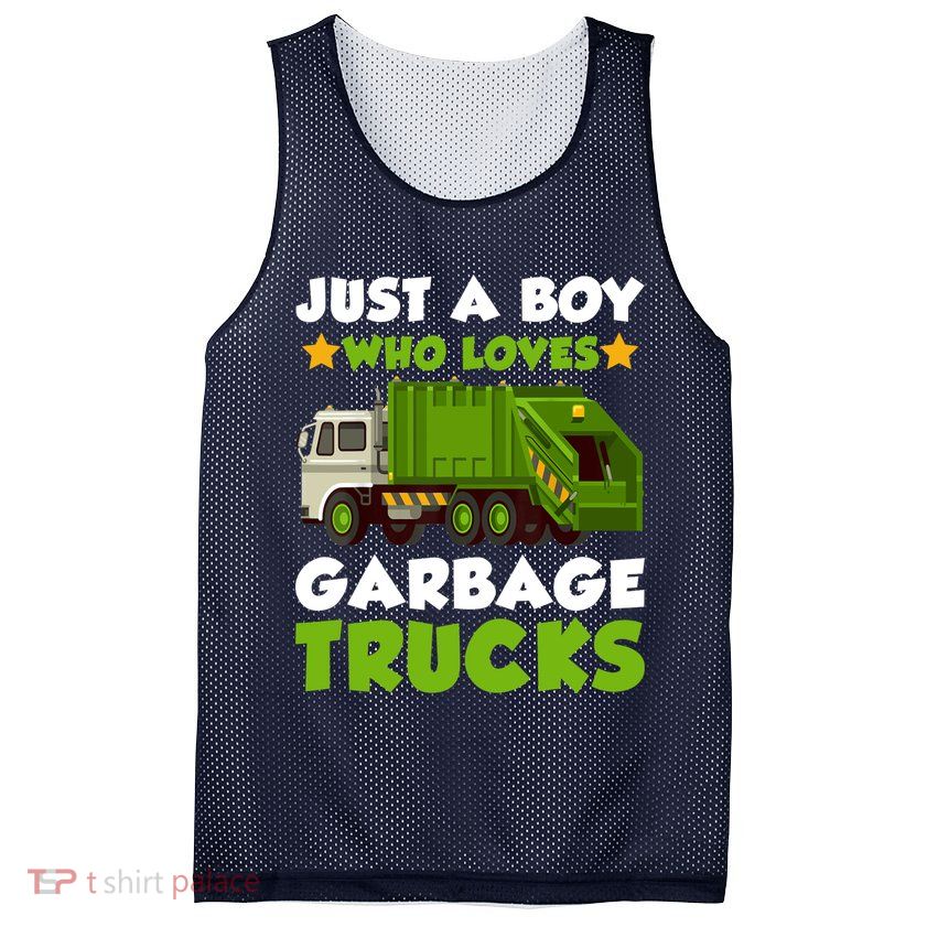 Just A Boy Who Loves Garbage Trucks Lover Trucker Mesh Reversible Basketball Jersey Tank