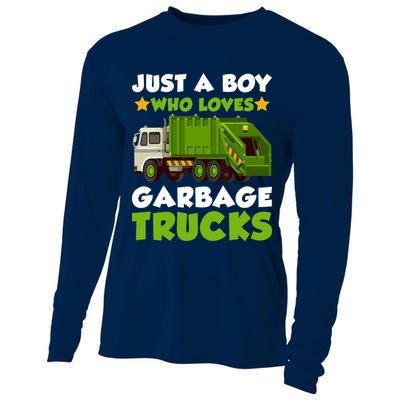 Just A Boy Who Loves Garbage Trucks Lover Trucker Cooling Performance Long Sleeve Crew