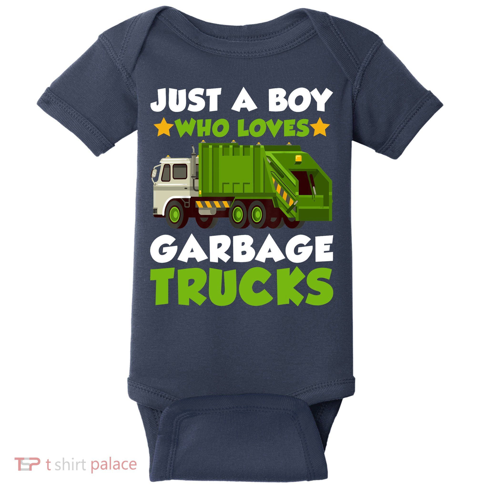 Just A Boy Who Loves Garbage Trucks Lover Trucker Baby Bodysuit