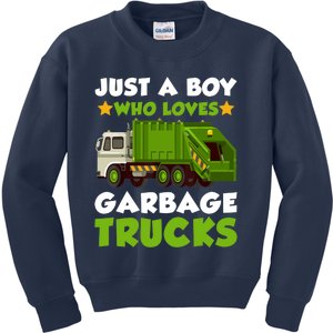 Just A Boy Who Loves Garbage Trucks Lover Trucker Kids Sweatshirt