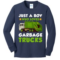 Just A Boy Who Loves Garbage Trucks Lover Trucker Kids Long Sleeve Shirt