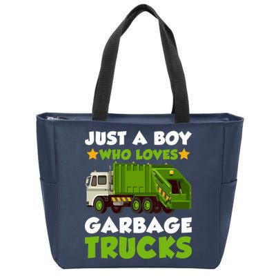 Just A Boy Who Loves Garbage Trucks Lover Trucker Zip Tote Bag
