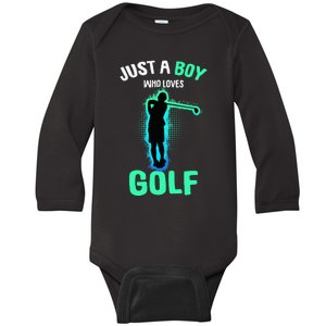 Just A Boy Who Loves Golf Club Golfer Baby Long Sleeve Bodysuit