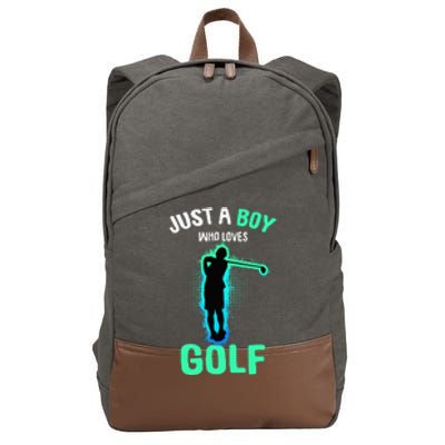 Just A Boy Who Loves Golf Club Golfer Cotton Canvas Backpack