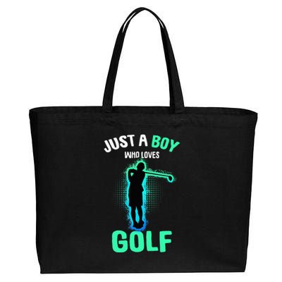 Just A Boy Who Loves Golf Club Golfer Cotton Canvas Jumbo Tote