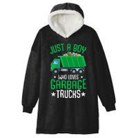 Just A Boy Who Loves Garbage Trucks Hooded Wearable Blanket