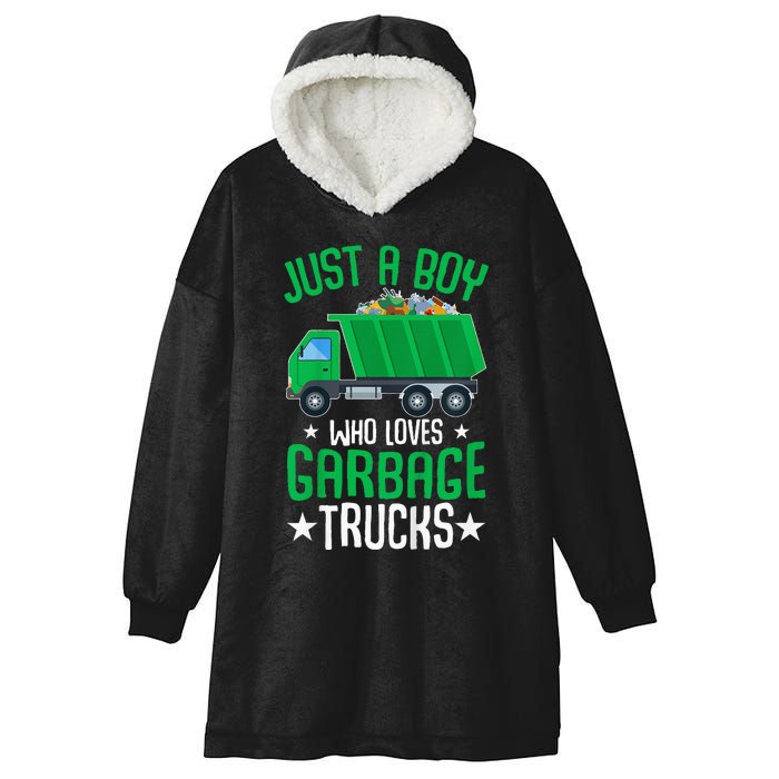 Just A Boy Who Loves Garbage Trucks Hooded Wearable Blanket