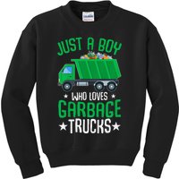 Just A Boy Who Loves Garbage Trucks Kids Sweatshirt