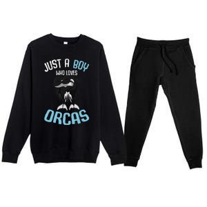 Just A Boy Who Loves Orcas Killer Whale Premium Crewneck Sweatsuit Set