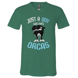 Just A Boy Who Loves Orcas Killer Whale V-Neck T-Shirt