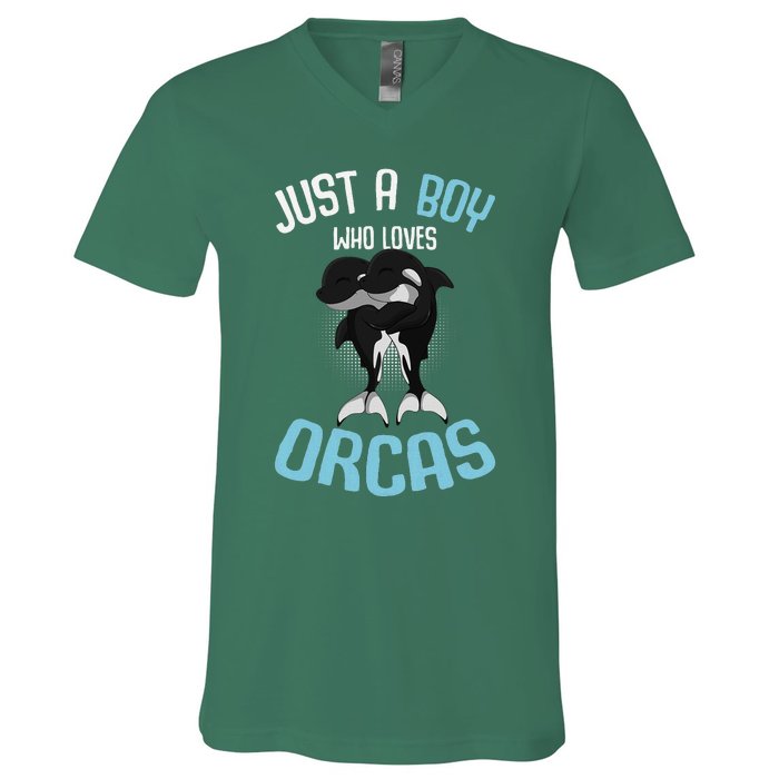 Just A Boy Who Loves Orcas Killer Whale V-Neck T-Shirt