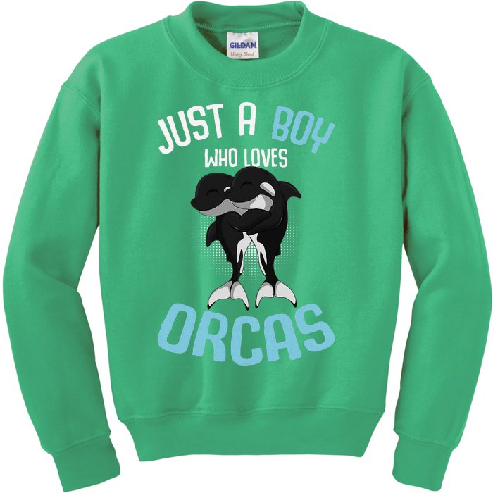 Just A Boy Who Loves Orcas Killer Whale Kids Sweatshirt