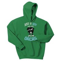 Just A Boy Who Loves Orcas Killer Whale Kids Hoodie