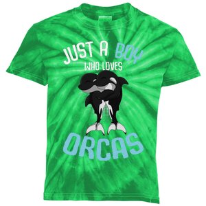 Just A Boy Who Loves Orcas Killer Whale Kids Tie-Dye T-Shirt