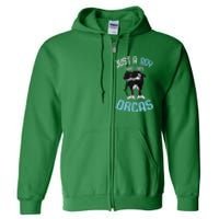 Just A Boy Who Loves Orcas Killer Whale Full Zip Hoodie