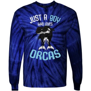 Just A Boy Who Loves Orcas Killer Whale Tie-Dye Long Sleeve Shirt