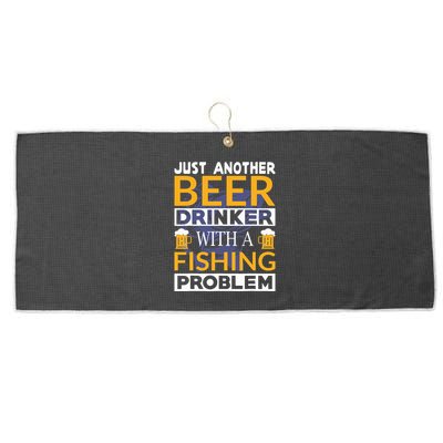 Just Another Beer Drinker With A Fishing Problem Angeln Large Microfiber Waffle Golf Towel