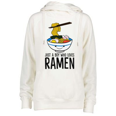 Just A Boy Who Loves Ramen Womens Funnel Neck Pullover Hood