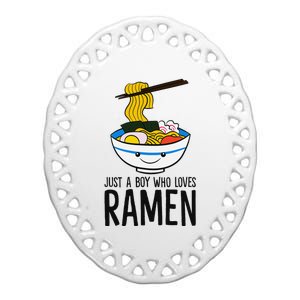 Just A Boy Who Loves Ramen Ceramic Oval Ornament