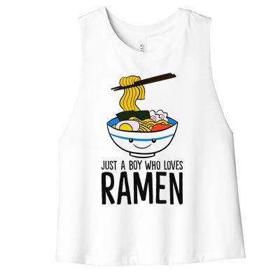 Just A Boy Who Loves Ramen Women's Racerback Cropped Tank