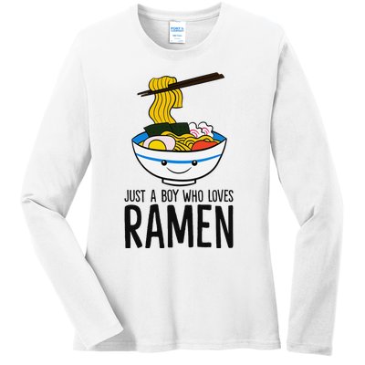 Just A Boy Who Loves Ramen Ladies Long Sleeve Shirt