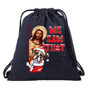 Jesus And Boxer We Saw That Funny Christmas Drawstring Bag