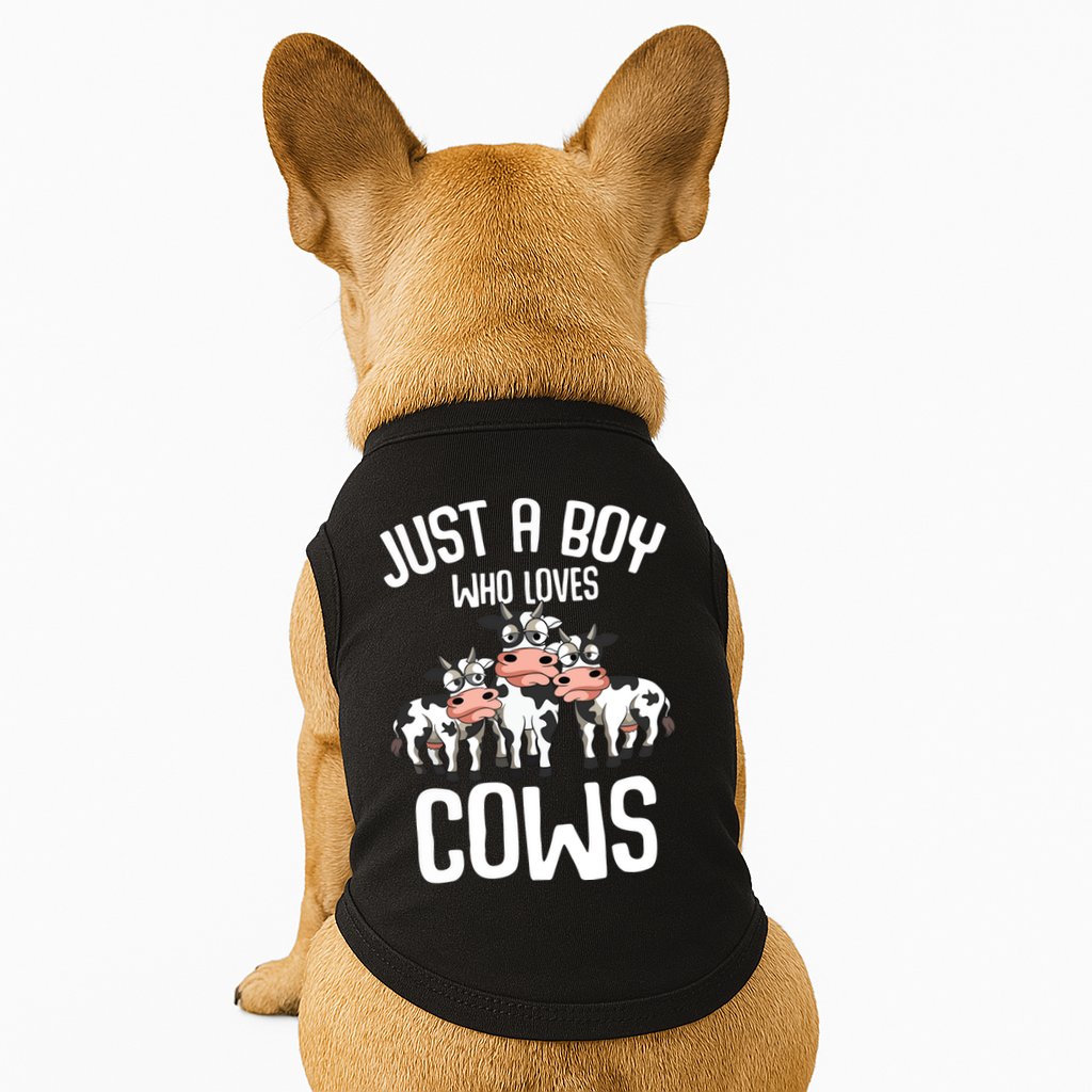 Just A Boy Who Loves Cows Farmers Cow Doggie Tank