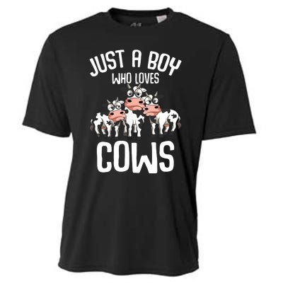 Just A Boy Who Loves Cows Farmers Cow Cooling Performance Crew T-Shirt