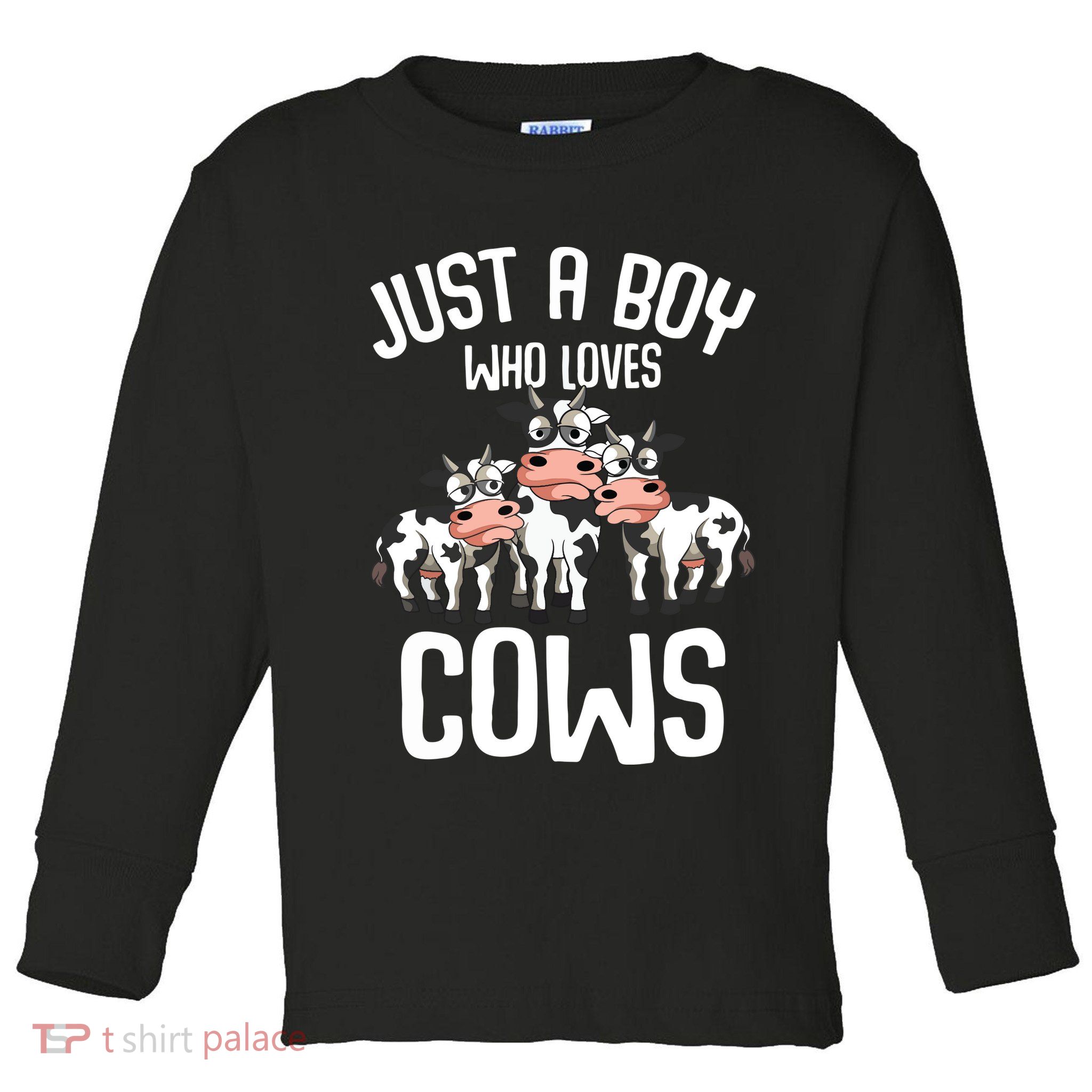 Just A Boy Who Loves Cows Farmers Cow Toddler Long Sleeve Shirt