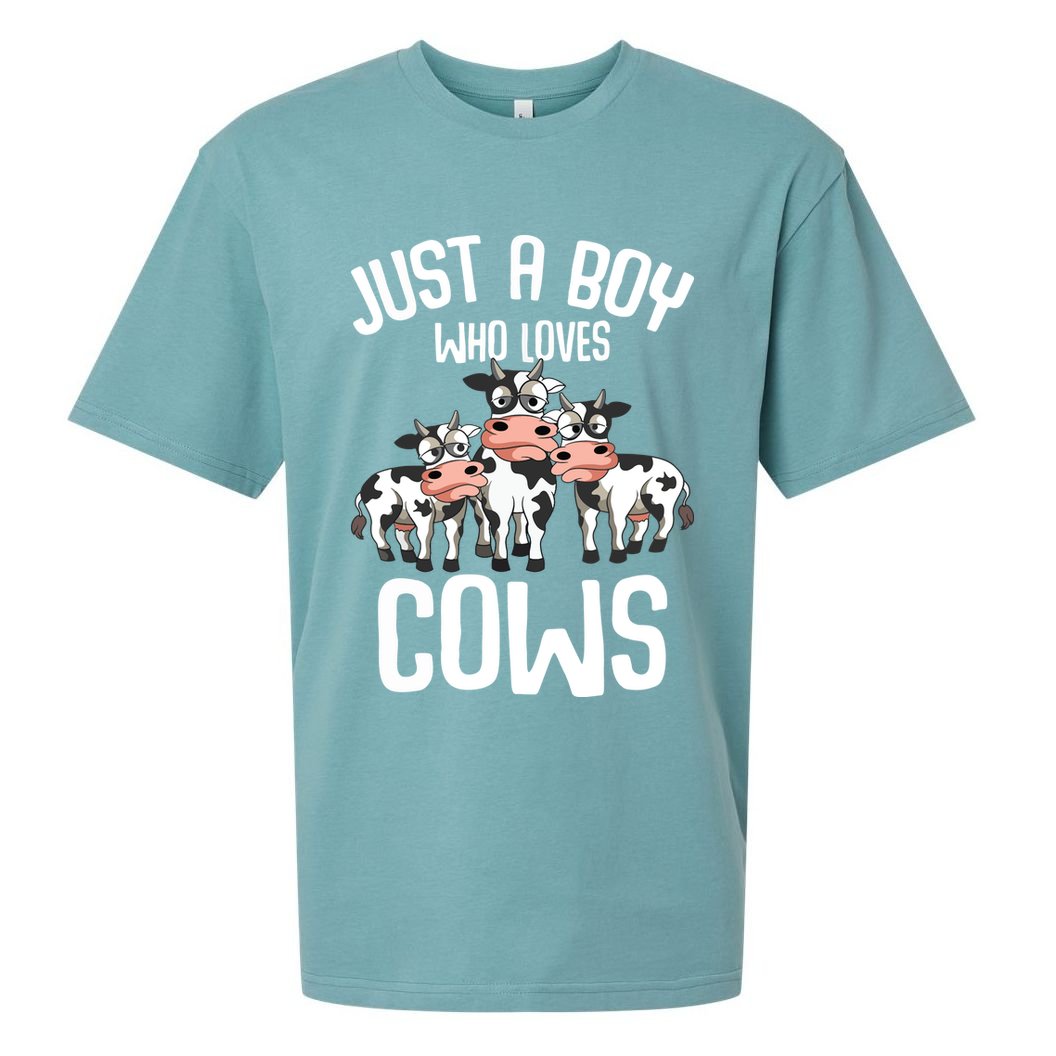Just A Boy Who Loves Cows Farmers Cow Sueded Cloud Jersey T-Shirt