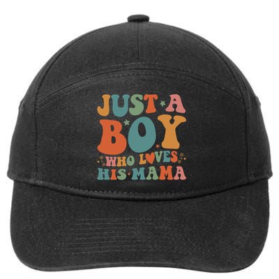 Just A Boy Who Loves His Mama Mother And Son Mothers Day 7-Panel Snapback Hat