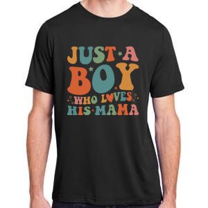 Just A Boy Who Loves His Mama Mother And Son Mothers Day Adult ChromaSoft Performance T-Shirt