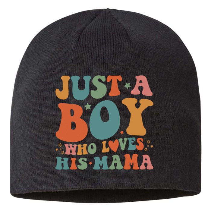 Just A Boy Who Loves His Mama Mother And Son Mothers Day Sustainable Beanie