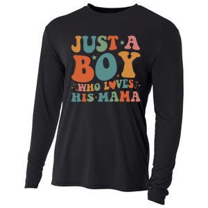 Just A Boy Who Loves His Mama Mother And Son Mothers Day Cooling Performance Long Sleeve Crew