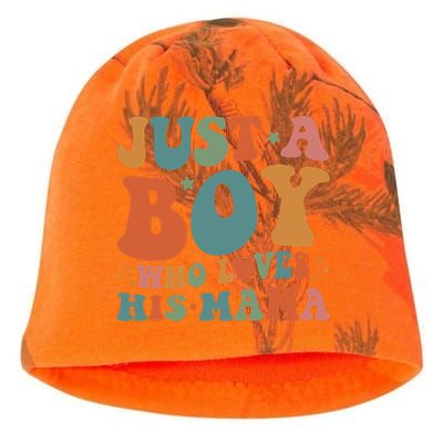 Just A Boy Who Loves His Mama Mother And Son Mothers Day Kati - Camo Knit Beanie