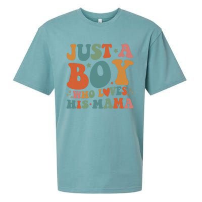 Just A Boy Who Loves His Mama Mother And Son Mothers Day Sueded Cloud Jersey T-Shirt