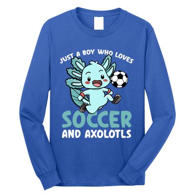 Just A Boy Who Loves Axolotls And Soccer Player Gift Long Sleeve Shirt