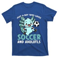 Just A Boy Who Loves Axolotls And Soccer Player Gift T-Shirt