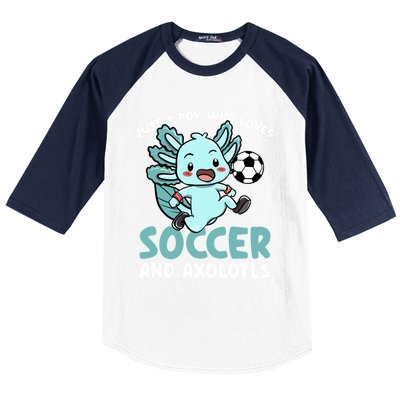 Just A Boy Who Loves Axolotls And Soccer Player Gift Baseball Sleeve Shirt