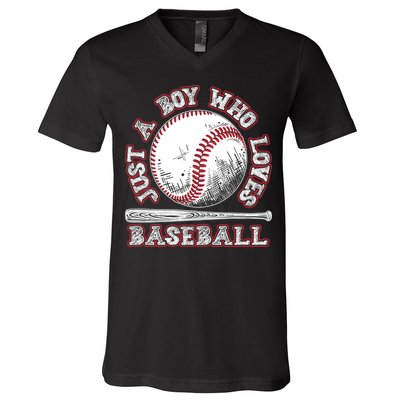 Just A Boy Who Loves Baseball V-Neck T-Shirt