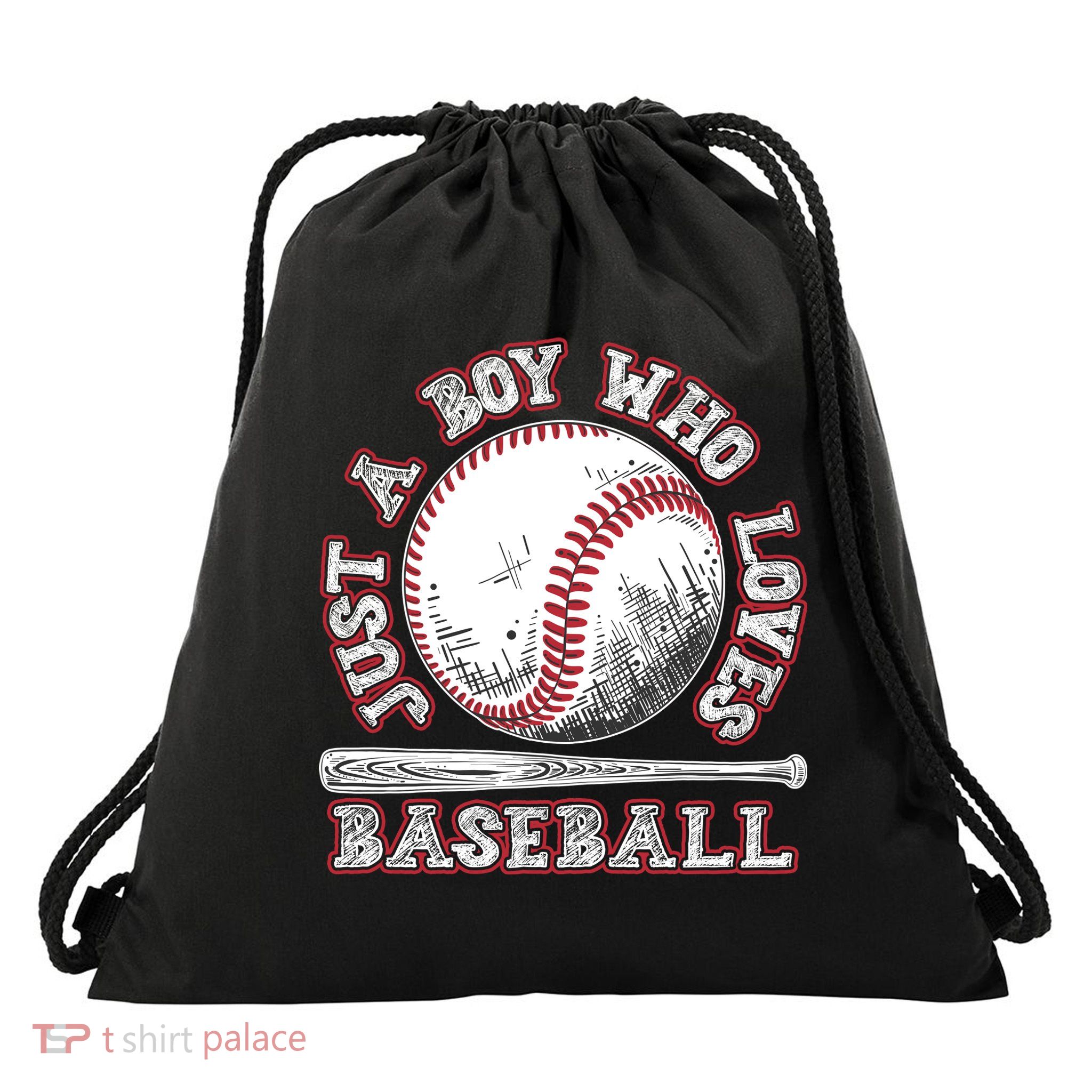 Just A Boy Who Loves Baseball Drawstring Bag