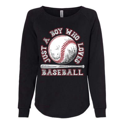 Just A Boy Who Loves Baseball Womens California Wash Sweatshirt