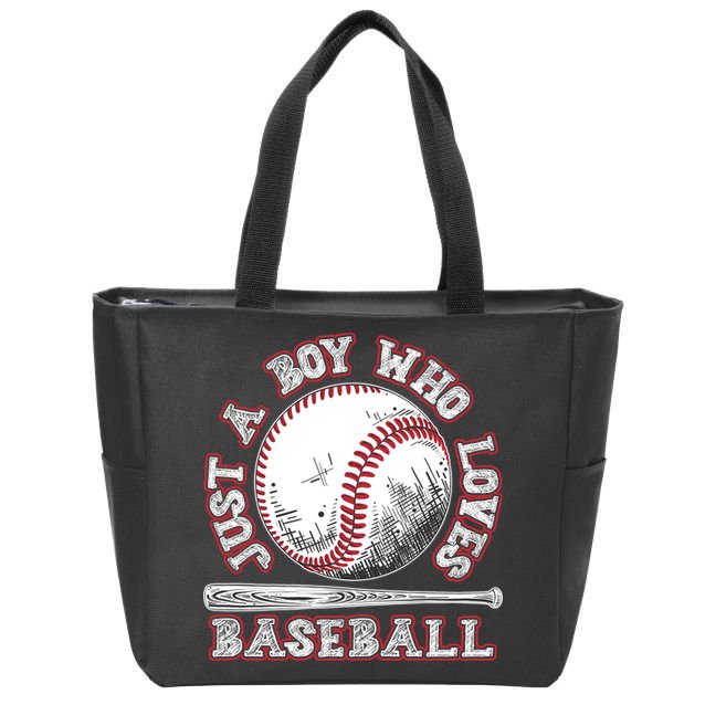 Just A Boy Who Loves Baseball Zip Tote Bag